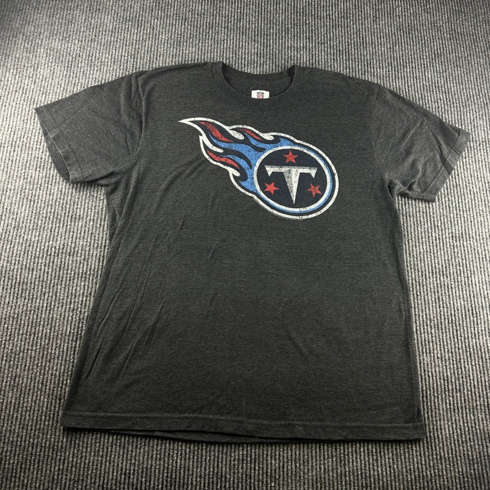 NFL Team Apparel Tennessee Titans T Shirt Mens XL Gray Distressed Graphic Logo